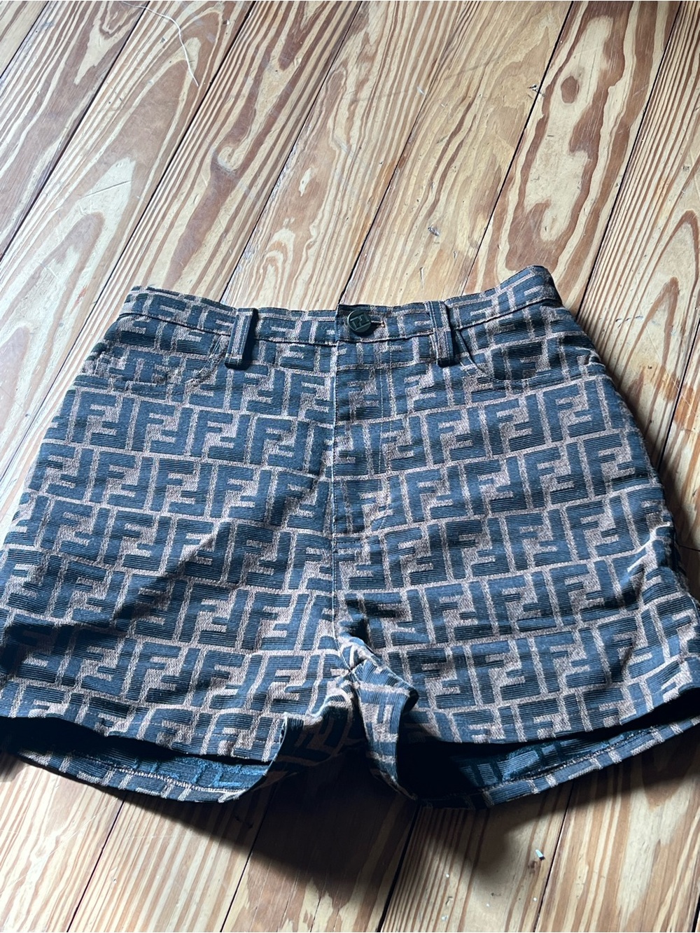 Fendi Size Small Monogram Women's Shorts in Brown/Black